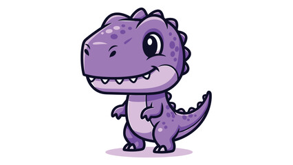 Adorable Cartoon Purple Dinosaur with Big Eyes and Small Arms.