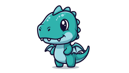 Fototapeta premium Adorable Cartoon Dragon Character Illustration with Playful Design.