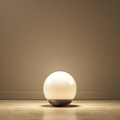 Minimalist White Sphere Lamp on Wooden Floor