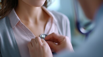 Fototapeta premium Doctor checking patient's heartbeat during medical examination for healthcare