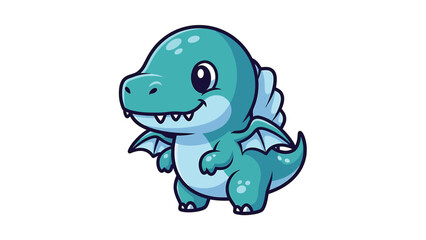 Fototapeta premium Adorable Cartoon Dragon with Wings and Spikes Illustration 1.