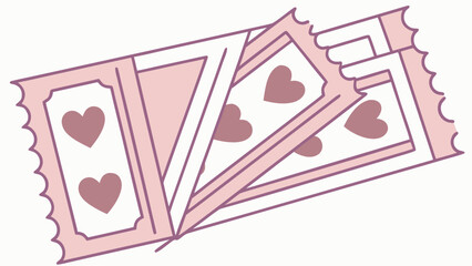 Pink heart playing cards in a fan shape