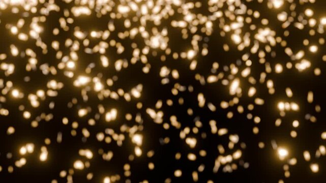 Defocused golden confetti falling overlay on green screen and alpha matte, 3d animation for video composition.