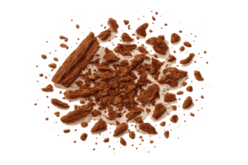 Scattered brown sweet dessert food crumbs with a crunchy texture