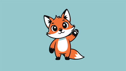 Fototapeta premium Adorable Cartoon Fox Waving Hello with a Cheerful Expression.