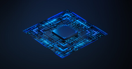 Futuristic CPU Processor on Digital Circuit Board Technology Background