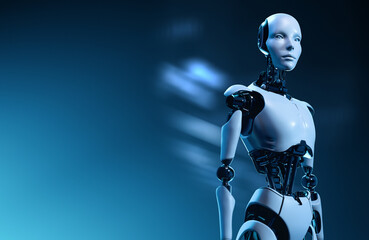 Futuristic Cyborg Robot Representing Advanced Artificial Intelligence Technology