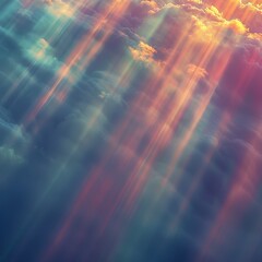 Colorful Sun Rays Piercing Through Clouds