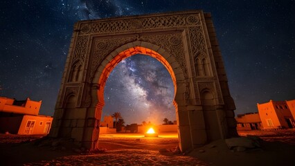 Ancient Archway Under the Milky Way, A Ramadan Night Sky Evokes Serenity
