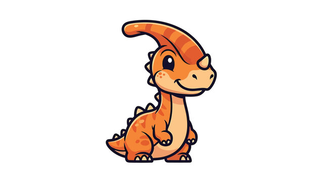 Adorable Cartoon Parasaurolophus Dinosaur Illustration with Playful Expression 1.