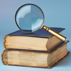 Magnifying Glass on Stack of Old Books