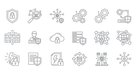 Fototapeta premium Collection of security and data protection icons