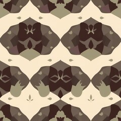 Repeating symmetrical abstract pattern with muted earthy tones geometric design background