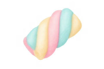 Pastel twisted marshmallow candy with transparent background