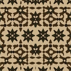 Abstract geometric pattern with repeating star and floral motifs in earthy tones