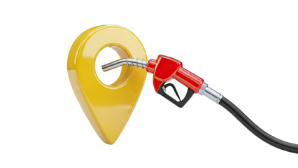 Gasoline nozzle entering a location pin