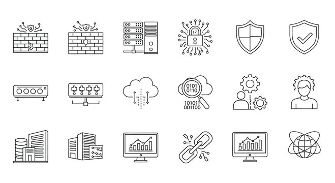 Modern it infrastructure and security icons
