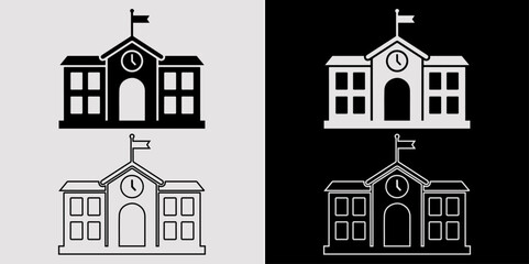School building flat icon