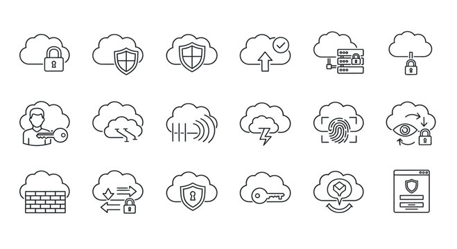 Cloud security icons collection
