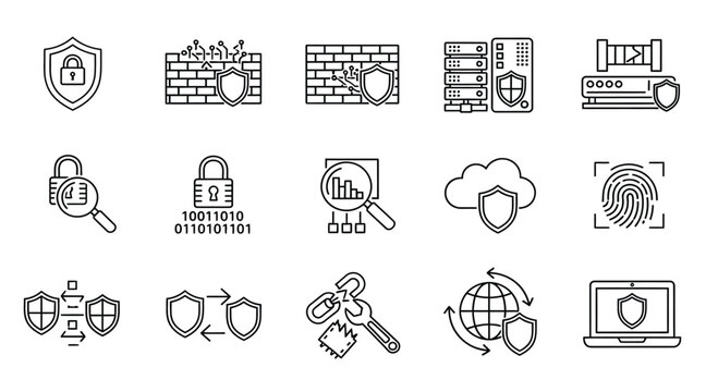 Various security icons representing data protection