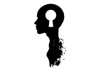 鍵穴の開いた人のシルエットで調査・分析・ミステリーのコンセプトイメージ