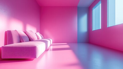 Pink room with light & sofas