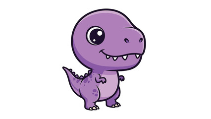Fototapeta premium Adorable Purple Cartoon Tyrannosaurus Rex with Big Eyes and a Sweet Smile.
