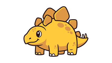 Fototapeta premium Cute Cartoon Stegosaurus Illustration with Yellow Scales and Plates.