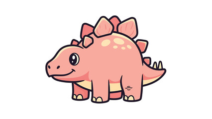 Obraz premium Cute Cartoon Stegosaurus with Pink Skin and Back Plates.