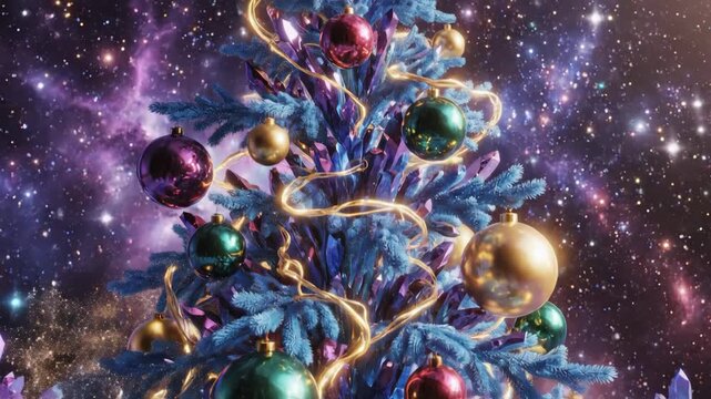  Abstract fantasy festive christmas tree background header wallpaper background 3d illustration