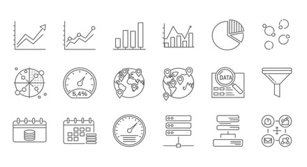Collection of data visualization and business icons