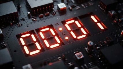 Red LED Digital Countdown Timer Close-Up