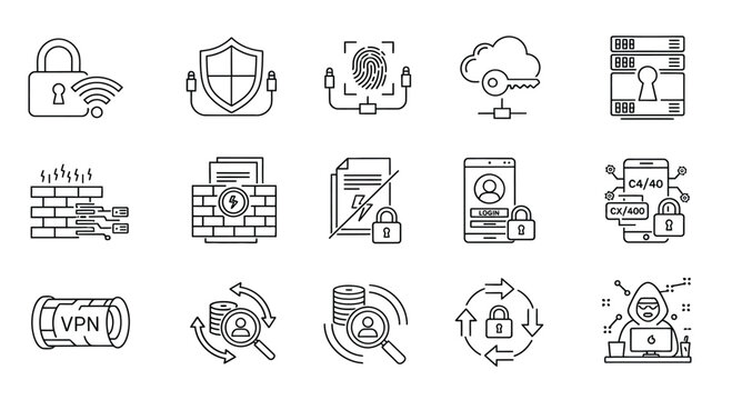 Various cybersecurity icons representing different protections