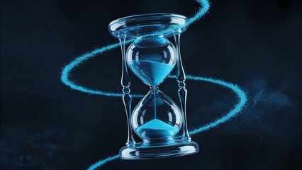 Mystical Hourglass with Glowing Blue Sand