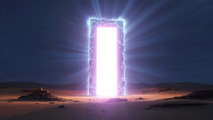 Glowing Energy Portal Doorway in Landscape