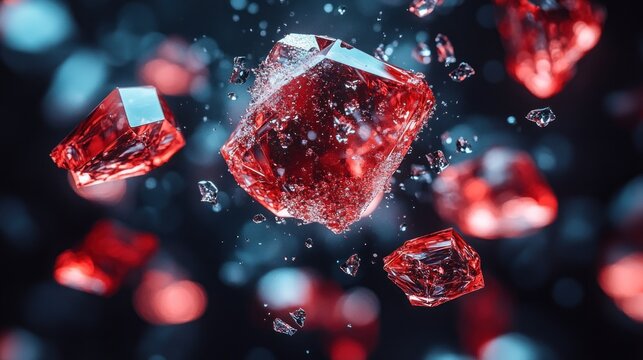 Red crystalline shards explode in dark space