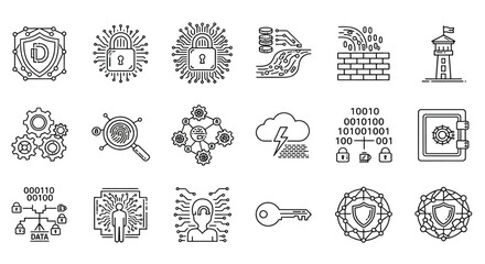 Collection of security and data protection icons