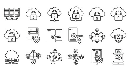 Cloud security and data protection icons
