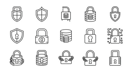 Collection of security and data protection icons