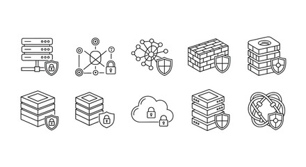 Network security and data protection icons
