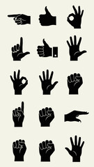 Fototapeta premium Hand Gestures Silhouette Vector Set