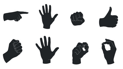 Fototapeta premium Hand Gestures Silhouette Set