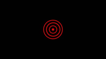 Glowing red radar style concentric circles with a central dot on a Generate title without using the word "Title:" before it. black background