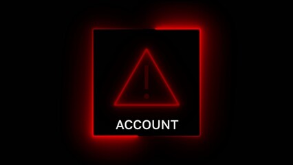 Naklejka premium Glowing red warning triangle with an exclamation mark inside a square frame labeled ACOUNT alert Generate title without using the word 