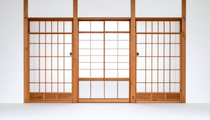 Traditional Japanese Shoji screen with wooden frame and translucent paper panels