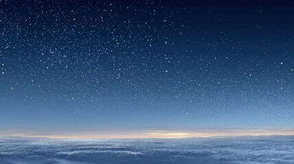 Fototapeta premium Winter Solstice Night Banner Showing Star-Filled Sky Over Snowy Field With Northern Glow on Horizon