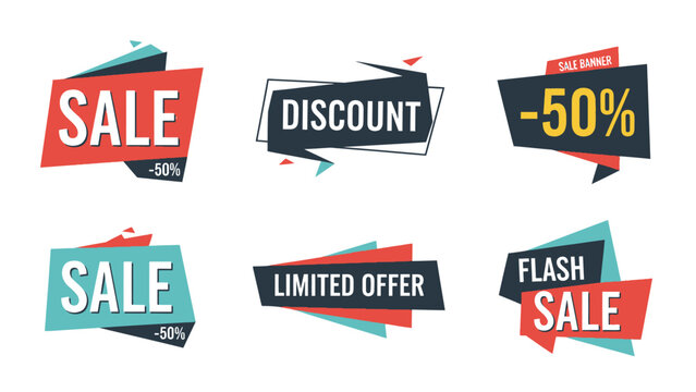 Sale and discount vector banner set