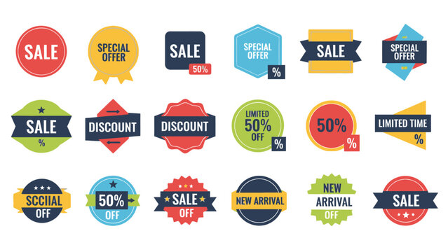 Sale Badges and Discount Labels Vector Set