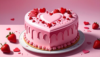 Heart shaped cake. Valentine's Day