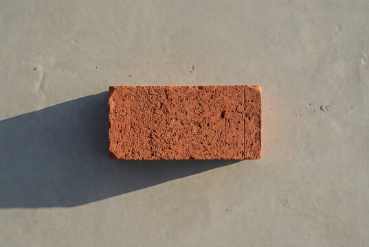 Single Red Brick on a Neutral Background with High Contrast Side Lighting